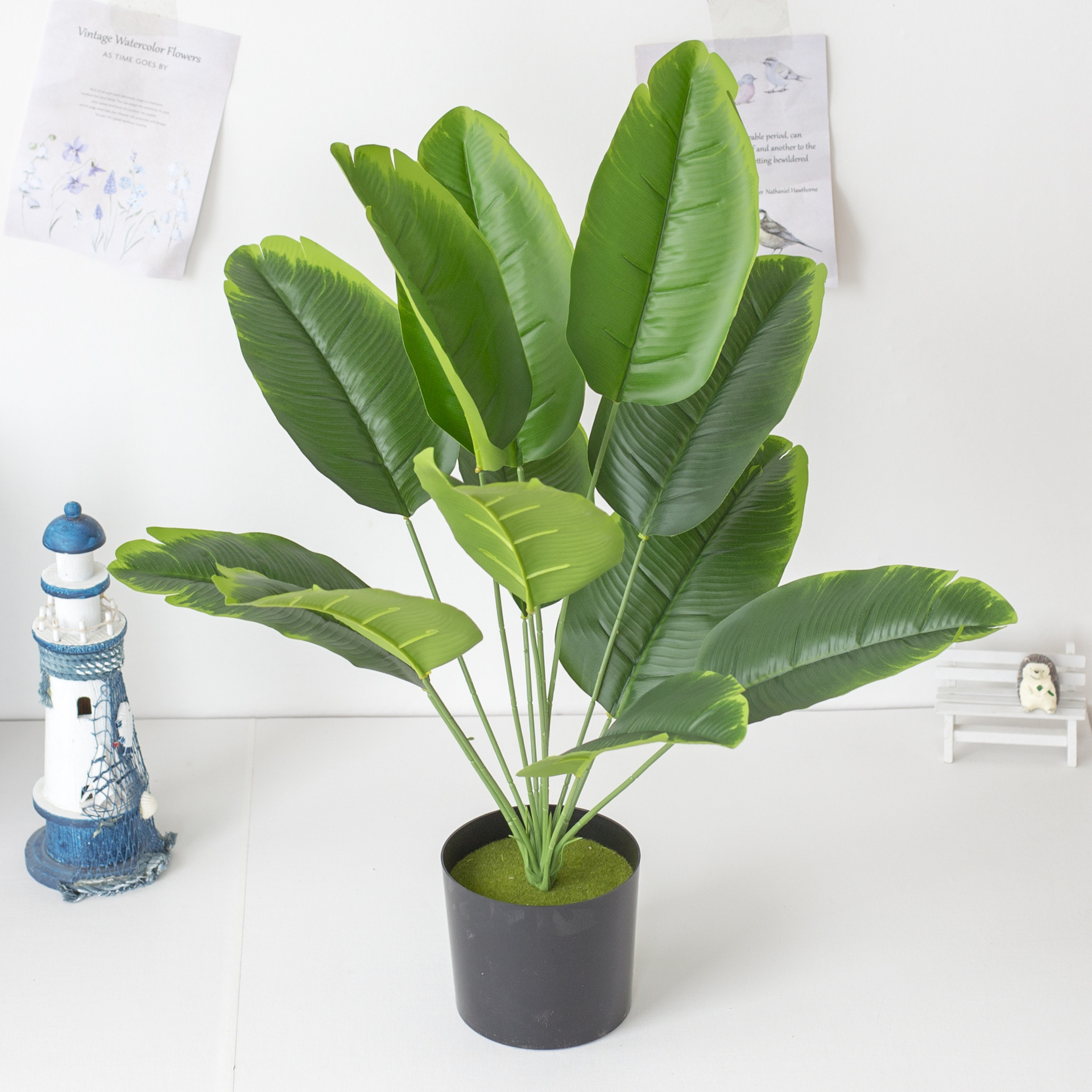Simulazione bonsai piante verdi Banana viaggiatore uccello del paradiso Foglia di banana nordica piante verdi decorazione del giardino bouquet albero paesaggistico_voghion.com