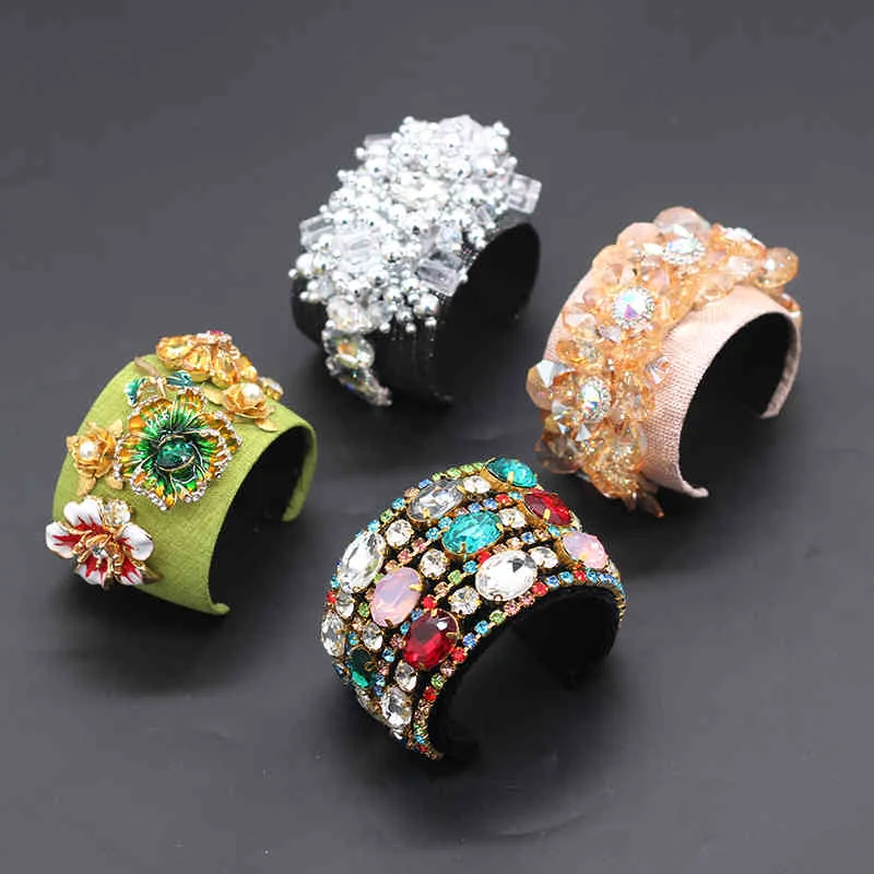 Crystal Rhinestone Cuff Bracelet Geometric Woven Ladies Jewelry_voghion.com