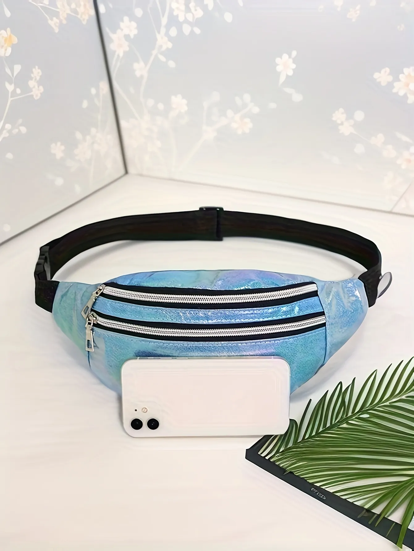 Marsupio con ologramma laser a colori sfumati, marsupio a tracolla, borsa da viaggio, per camminare, correre, escursioni, ciclismo, sport_voghion.com