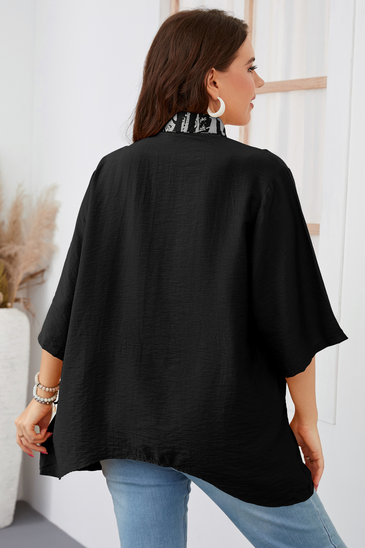 Women's loose irregular large size shirt fat girl fashion tops_voghion.com