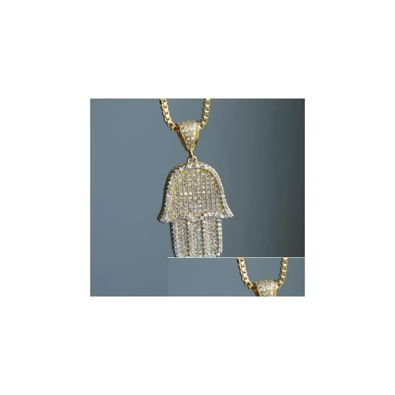Anhänger Halsketten Hohe Qualität Hip Hop Bling Box Kette 24 Frauen Männer Paar Gold Silber Farbe Euro Out Hamsa Hand Halskette_voghion.com