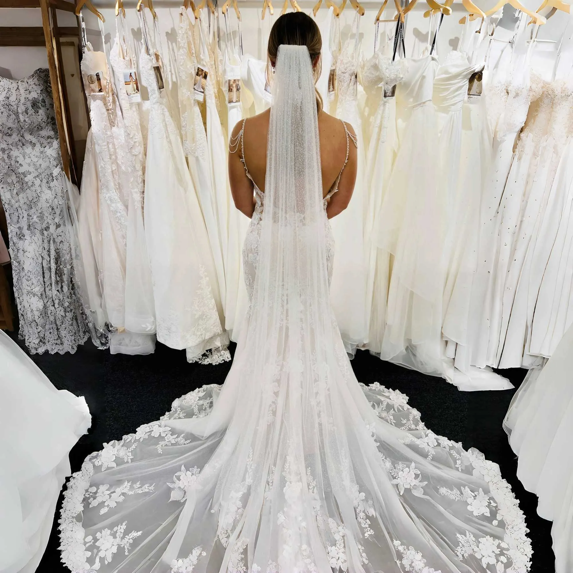 Gioielli per capelli, velo da sposa scintillante, tonalità argento, paillettes, lunghezza cattedrale, con pettine, accessori per la sposa_voghion.com