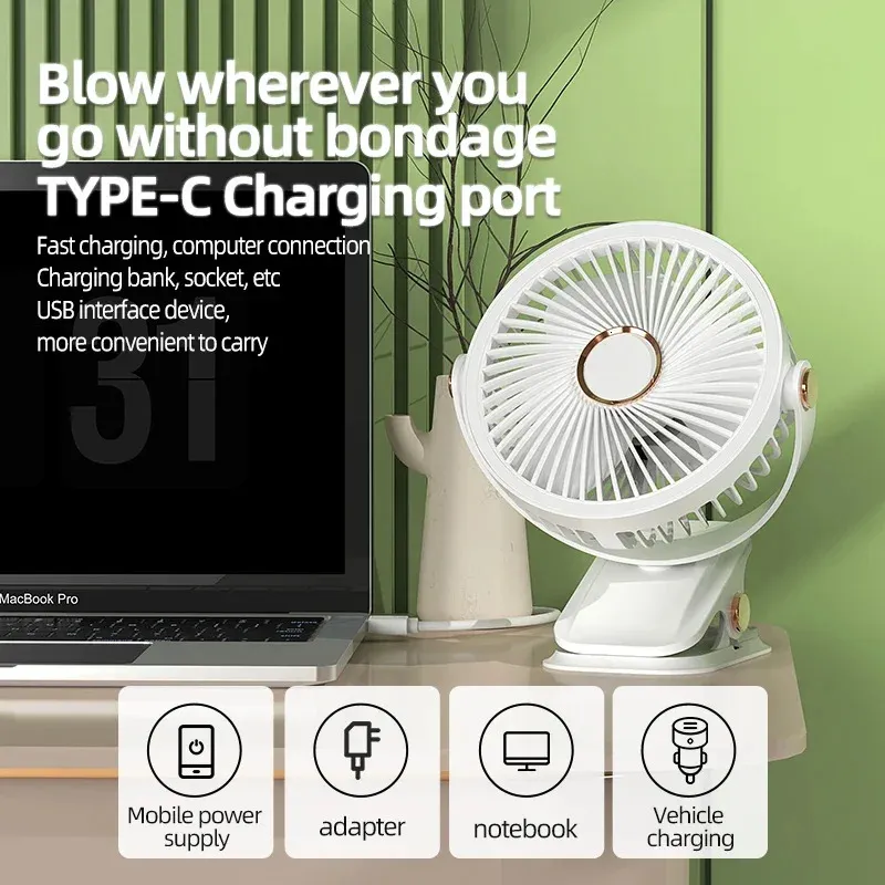 FOGOMOVE 8000mAh Camping Rechargeable Desktop Portable Air Circulator Wireless Ceiling Electric With LED Light Clip-on Home Fan_voghion.com
