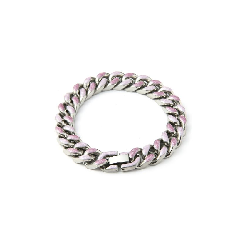 Gioielli da coppia Hip Hop Dreamy Pink Starry Blue Double Sided Wear Un paio di braccialetti in acciaio al titanio Cuba gratuiti per uomo_voghion.com