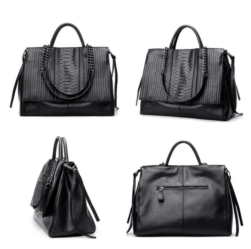 Large Capacity Genuine Leather Style Elegant Handbag High Grade Handmade Fashion Briefcase_voghion.com