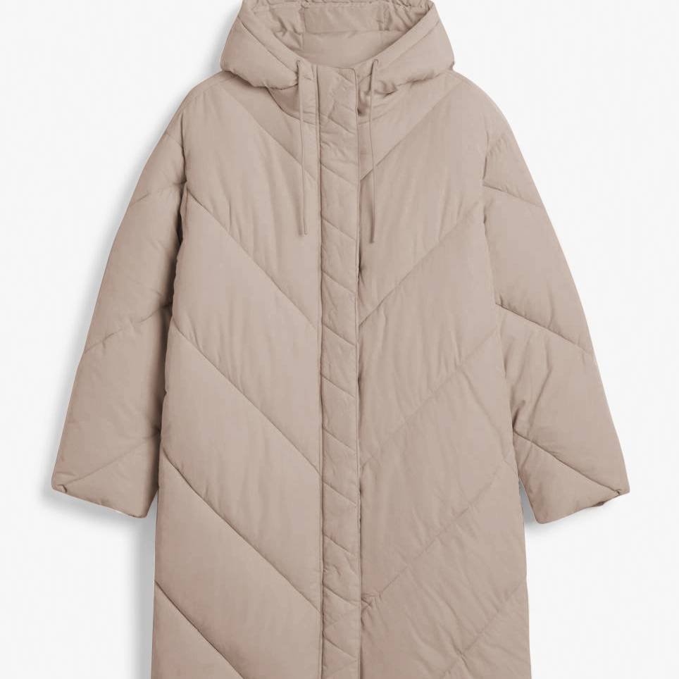 Women's Puffer Coat - Solid Colour Hooded Quilted Zip-up Jacket_voghion.com