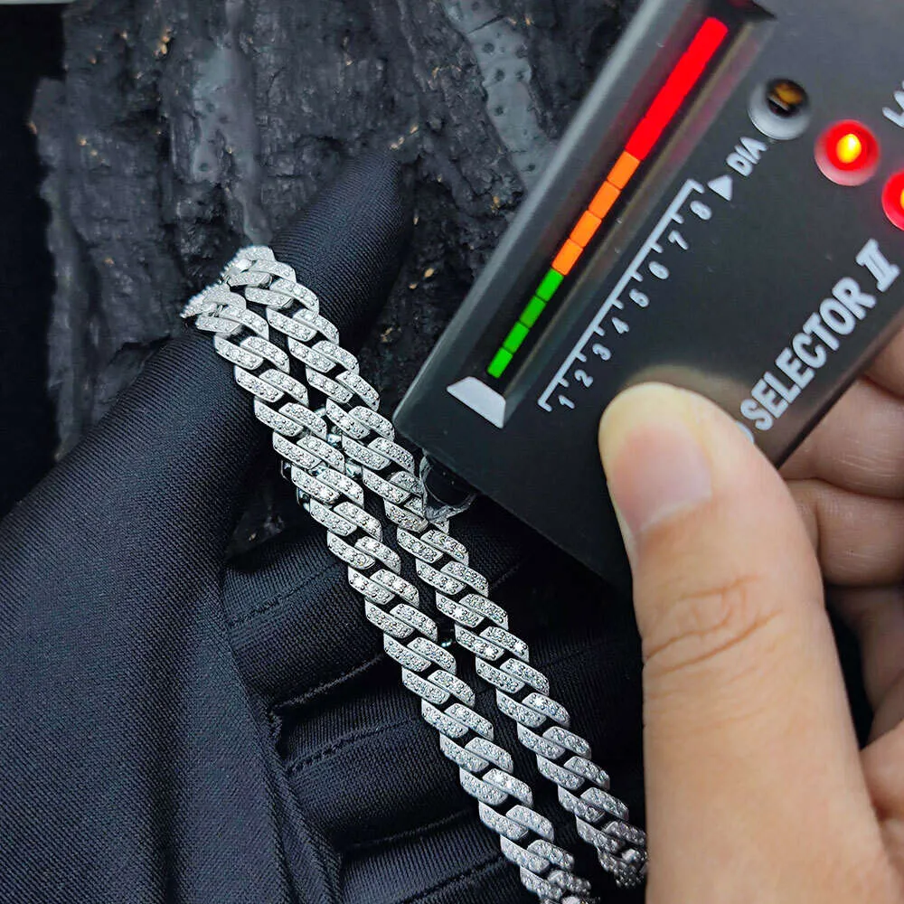 Designer Fashion Cubaanse Link Chain Pass Moissanite Diamant Tester Miami Hip Hop Sieraden VVS Steen Glanzend 3 Rijen Mannen Vrouwen_voghion.com
