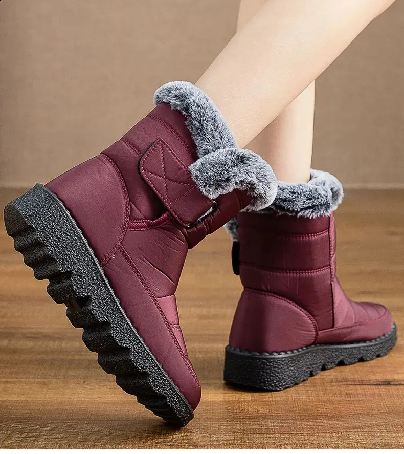 Women Fur For Woman Ankle Winter Botas Mujer Trend Low Heels Snow Boots Platform Shoes Female 240830_voghion.com
