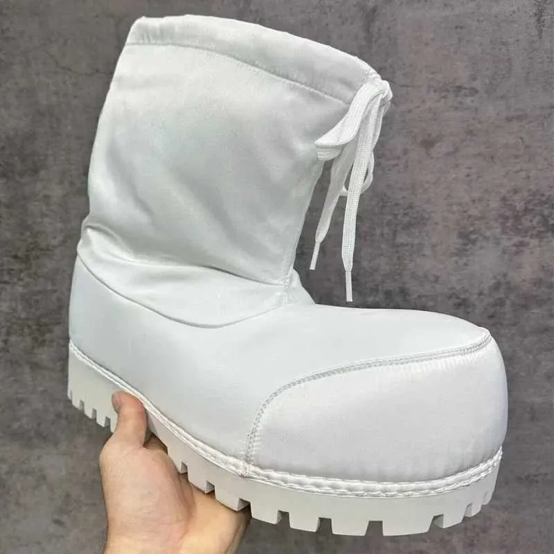 2025 Stivali da neve da donna con plateau spesso, alti fino al polpaccio, in pizzo, caldi, in cotone, scarpe casual invernali, senza stampa, buone_voghion.com