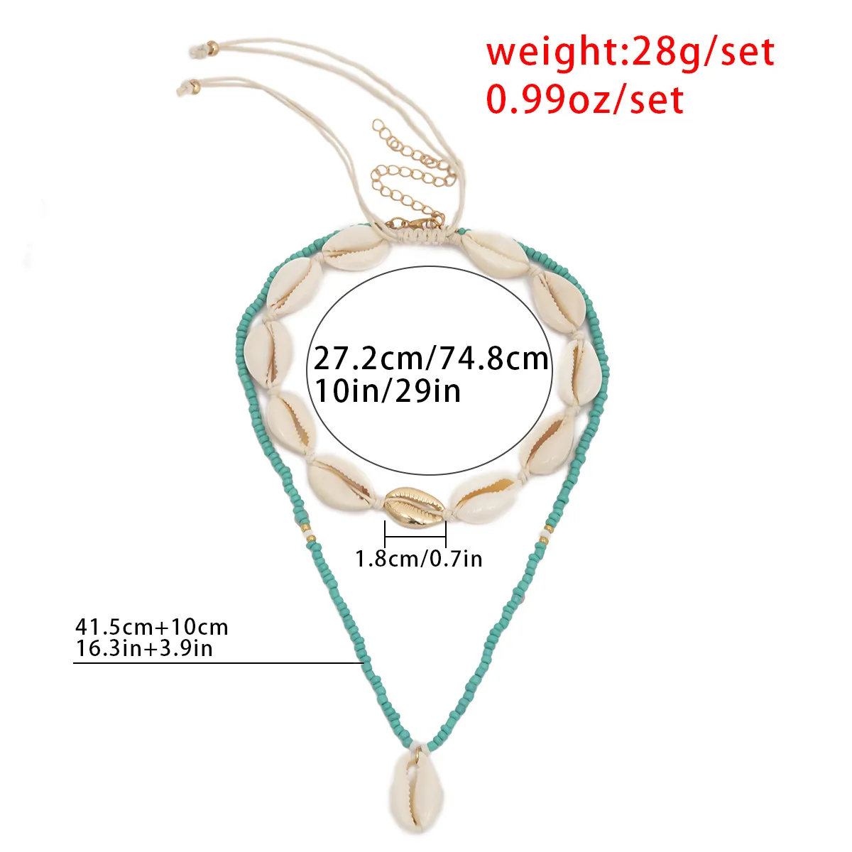 Collier ras du cou en coquillage pour femme, chaîne tendance, pour l'été, la plage, fait à la main, double couche de perles de rocaille, pendentif conque_voghion.com