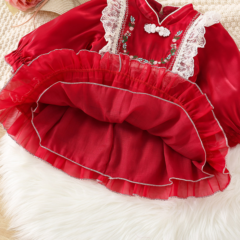 Vestido de princesa estilo Lolita de manga larga con bordado de flores para niña de primavera/otoño_voghion.com