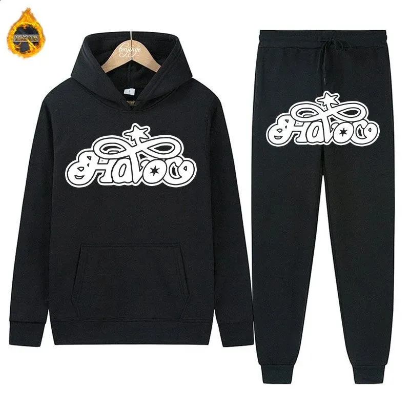 Haruku Hiphop Y2K Parça Set İnce Kapşonlu Üstler Rahat Eşofman Pantolon Takım Erkek Kadın Moda Mektup Baskılı Ana Cadde_voghion.com