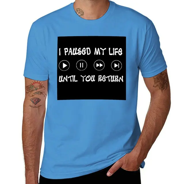Ik pauzeerde mijn leven t-shirt T-shirt gepersonaliseerde vintage kleding Heren t-shirts_voghion.com