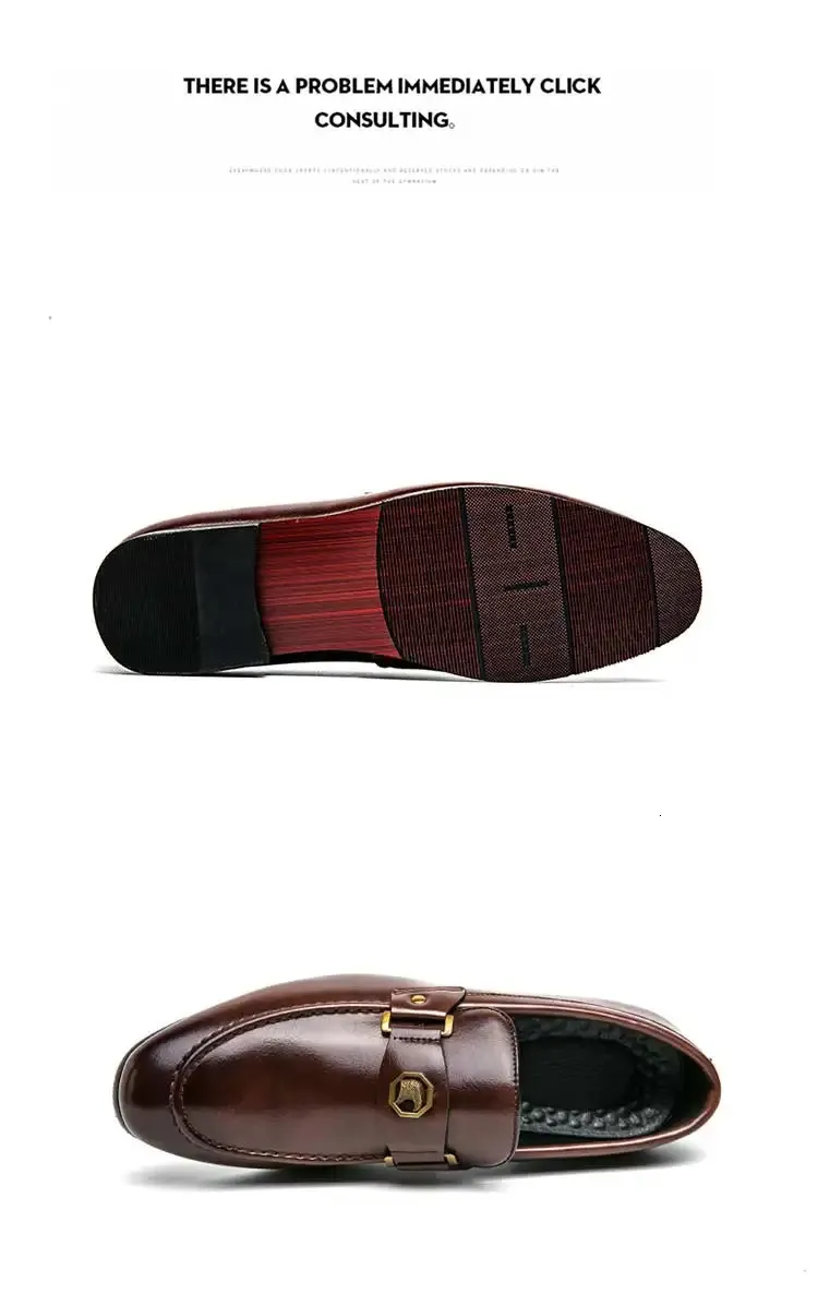 Black Loafers Slip-On Round Toe Fashion Mens Dress Wedding Shoes for Men Size 38-47 240703_voghion.com