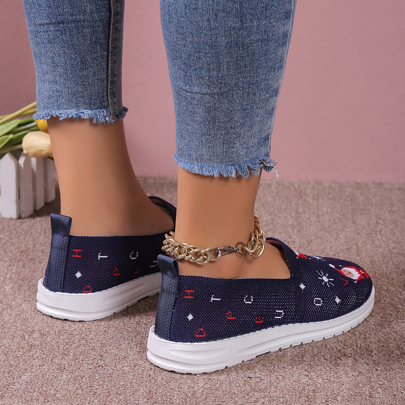Loafer für Damen mit runder Spitze und Weihnachtsmotiv_voghion.com