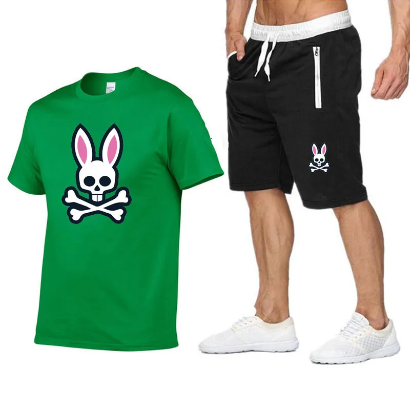 Survêtements pour hommes Summer Sports de plein air Jogging Costume à manches courtes Ghost Rabbit Print Coton Tshirt Shorts Casual_voghion.com