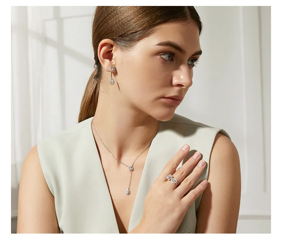 Collana con ciondolo di design per donna in rame placcato oro con set di zirconi AAA, goccia d'acqua, gioielli per feste di nozze, spedizione gratuita_voghion.com