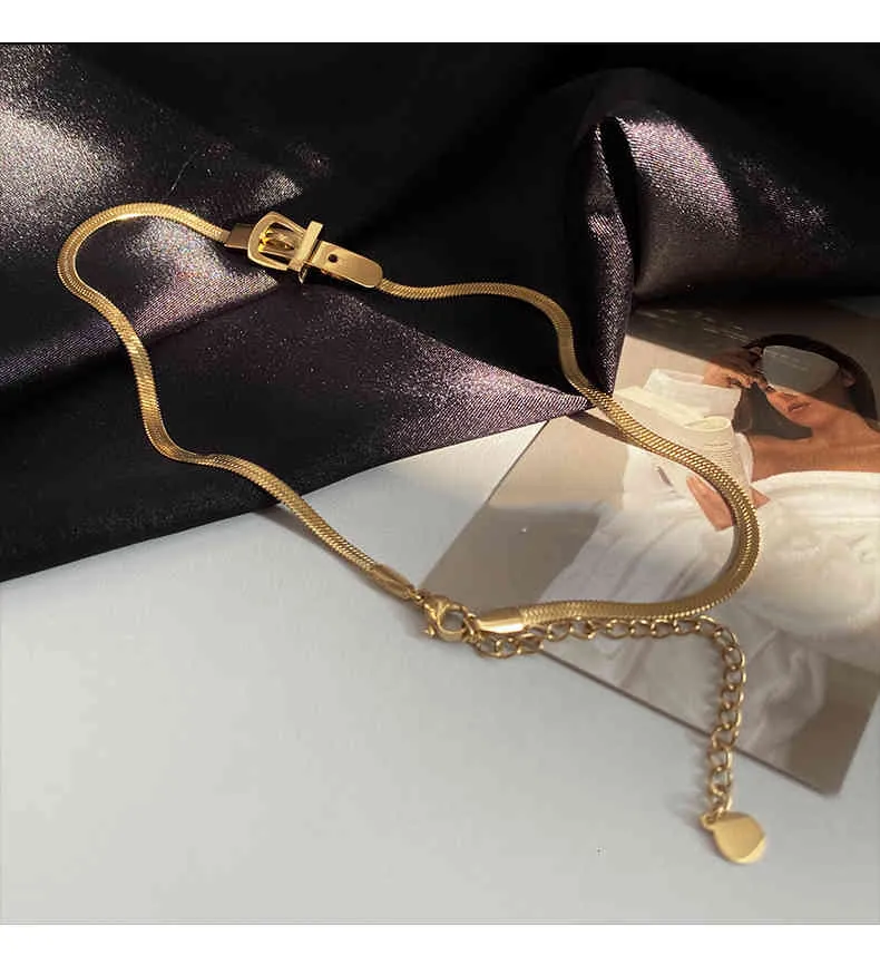 Classic Watch Buckle Shape Titanium Steel Choker Necklace for Woman Korean Fashion Jewelry Gothic Girl Sexy Clavicle_voghion.com