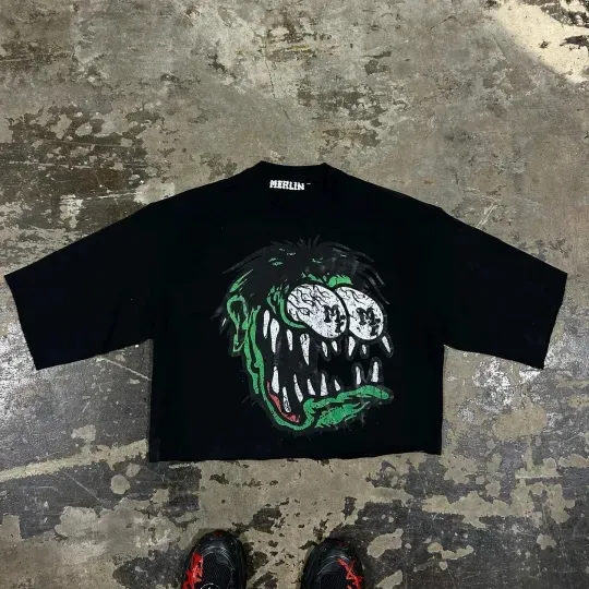 Vyriški marškinėliai Y2K Vintage Drabužiai Retro Klasikiniai Grafiniai Spausdinti Laisvi Trumpomis Rankovėmis Haruku Gotika Laisvalaikio Didelio Dydžio_voghion.com