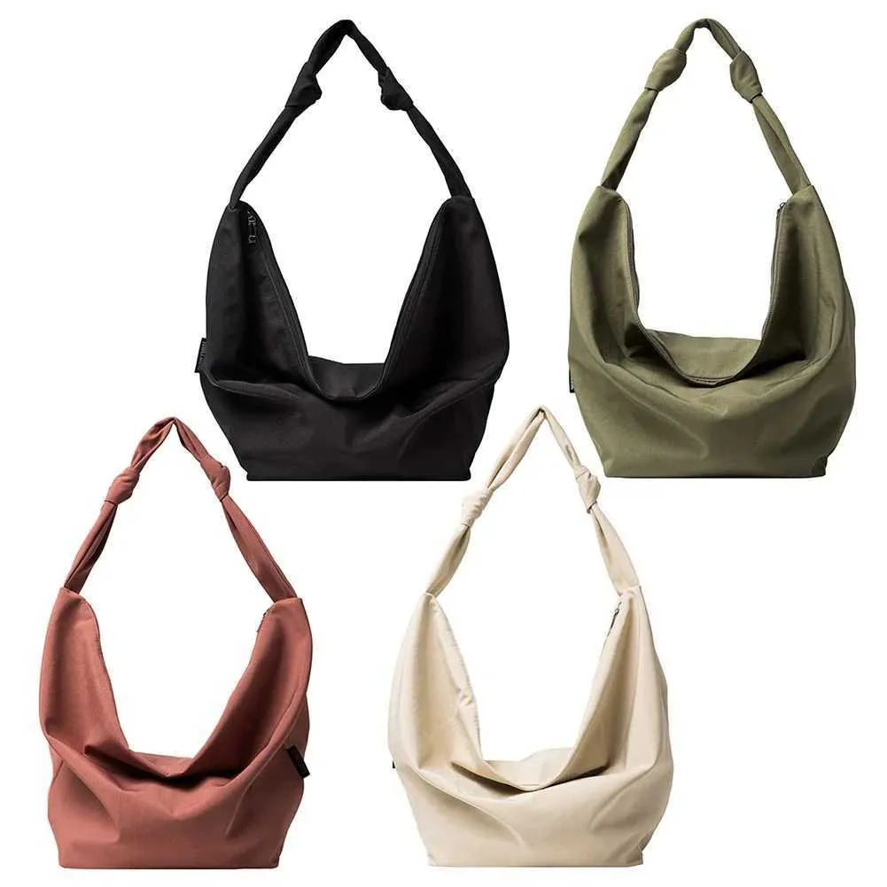 Schultertasche Große Kapazität Fem Handtasche Lässig FI Tragbare Feste Farbe Einfache Leinwand Elegante Wochenende Schultern Y241109_voghion.com