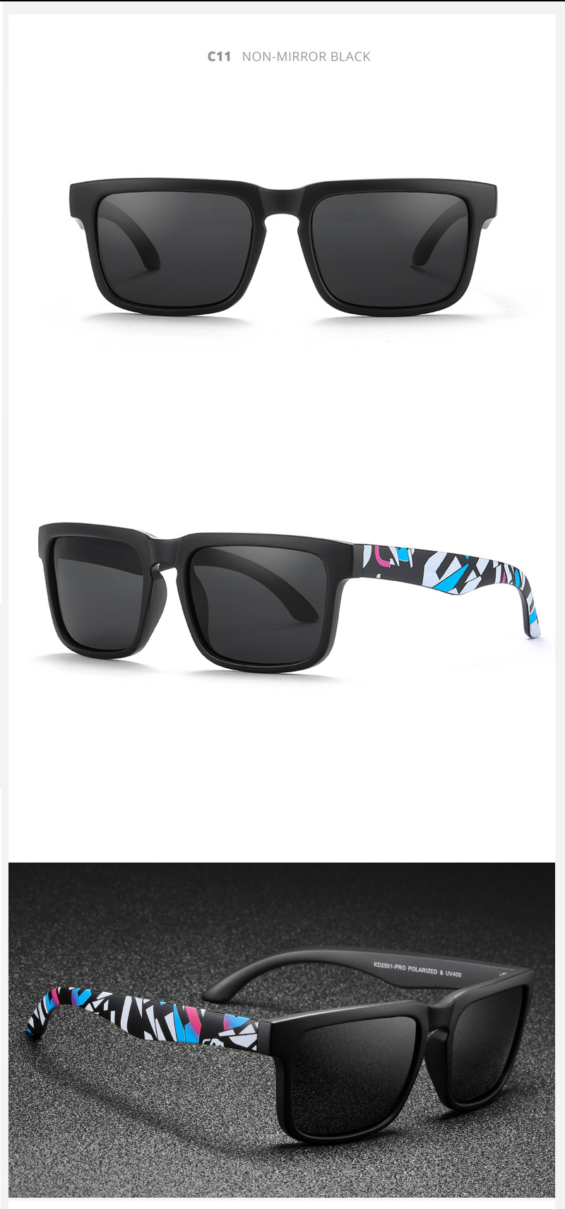 KDEAM Occhiali da sole polarizzati colorati con vera pellicola Occhiali da sole casual con scatola Occhiali alla moda colorati KD2501PRO_voghion.com