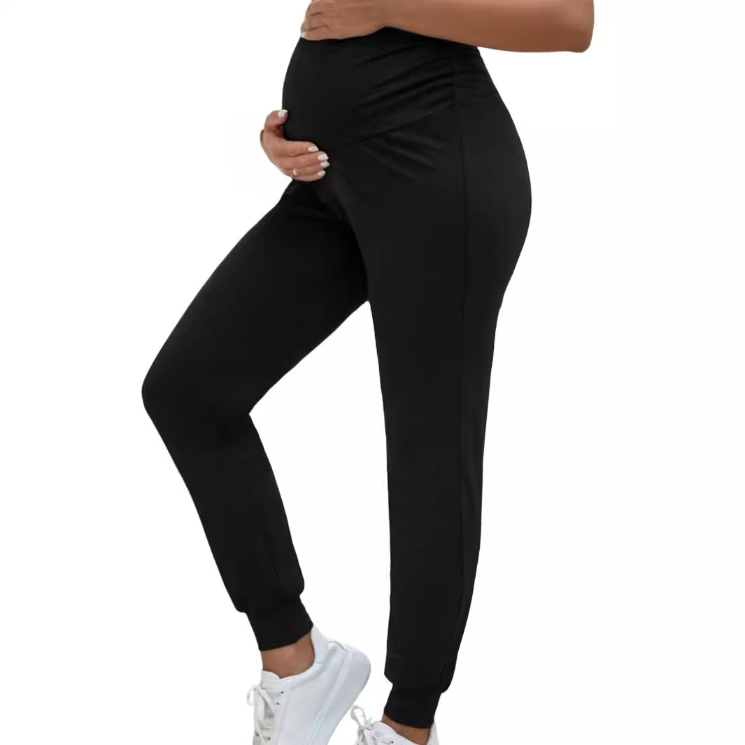Women's Clothing Loose Sports Pants Yoga High Elastic High Waist Belly Support Maternity Pants