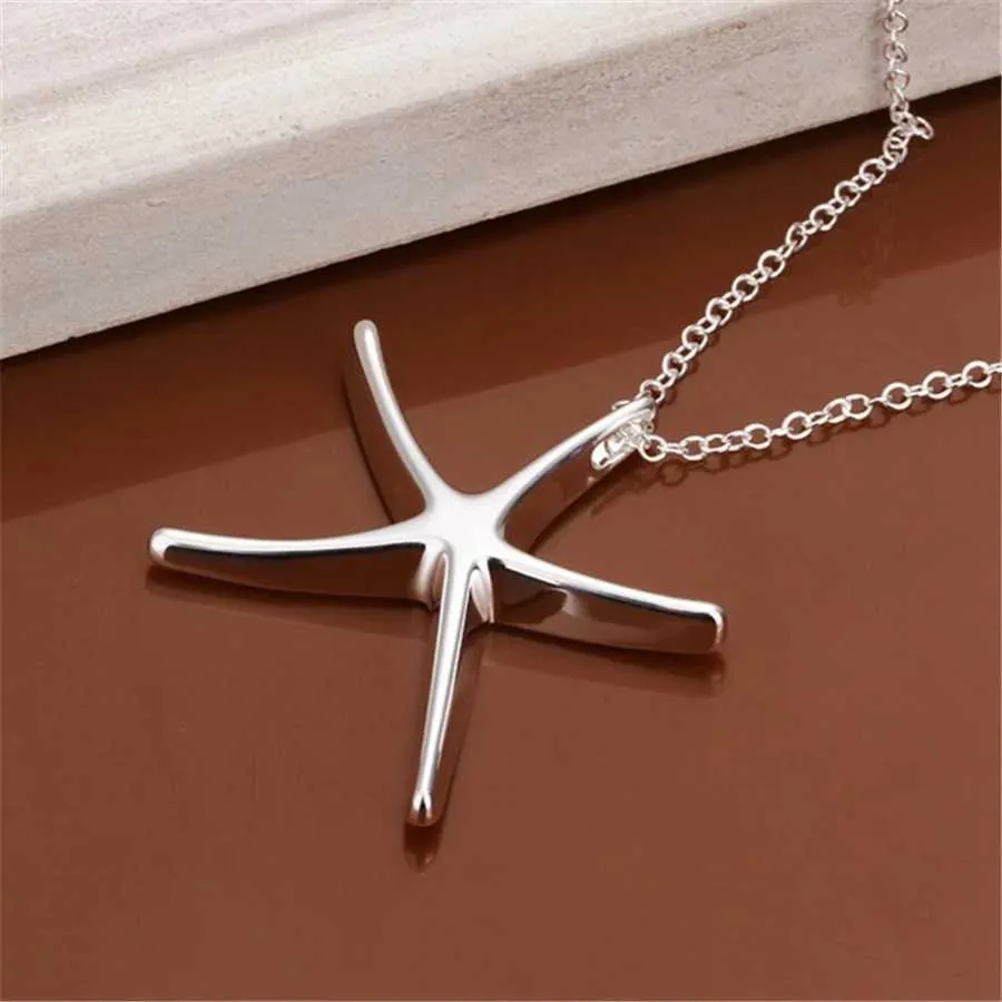 Collane con ciondolo GioielliTop all'ingrosso Sterling sier collana gioielli moda carina Stella Stella marina catena donne signora_voghion.com