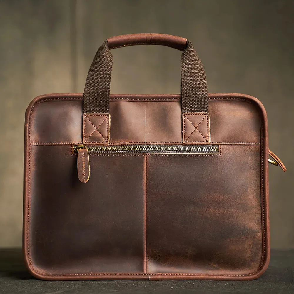Borsa da uomo in vera pelle vintage, borsa a mano, borsa a tracolla, in pelle di mucca, marrone, moda, per computer portatile_voghion.com