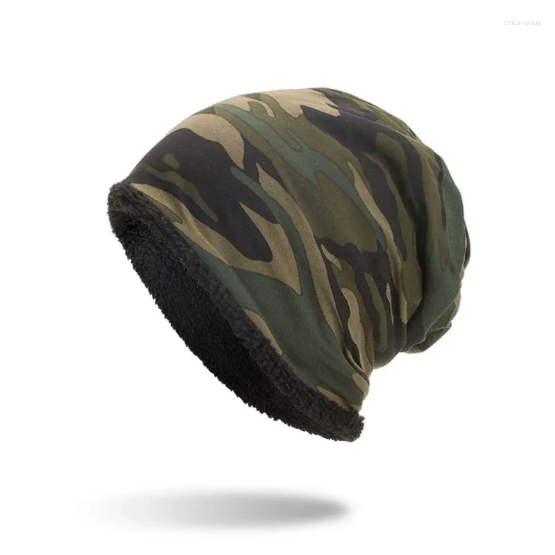 Baskenmützen Stilvolle Outdoor-Kappe Balaclava für Männer und Frauen Camouflage Baumwolle Plus Veet Hut Warm Herbst Winter Fahrrad_voghion.com