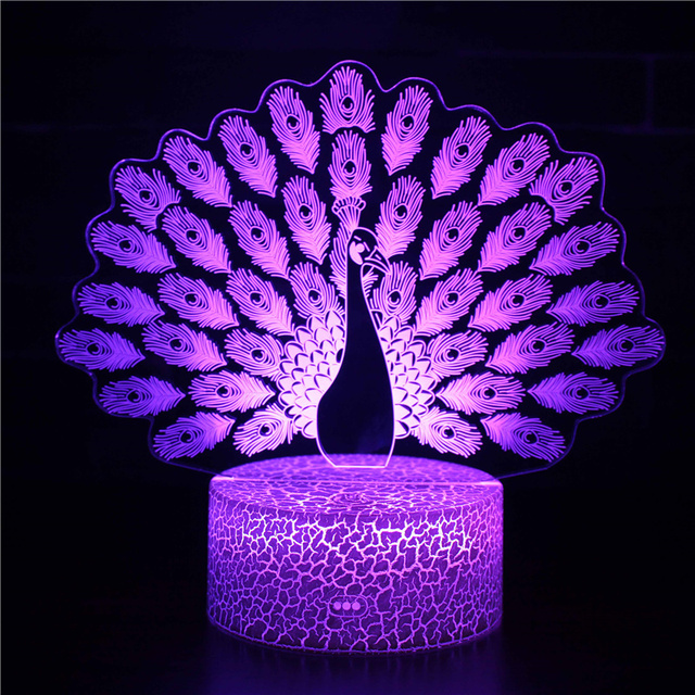 Peacock Natlampe til børn Indretning i soveværelset Touch Fjernbetjening USB Bordlampe Led Natlampe til børn Gaver Farveændring_voghion.com