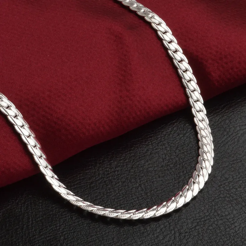 Sterling Silver Flat Chain Necklace For Men And Women Elegant_voghion.com