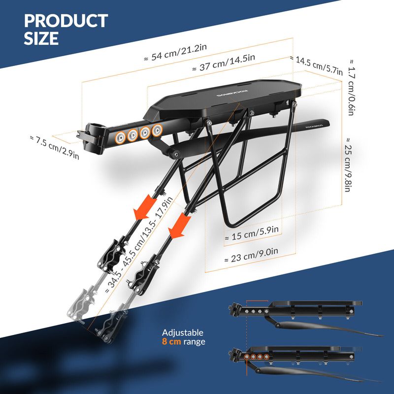 ROCKBROS Uchwyt rowerowy na bagażnik szybkozamykacz z błotnikiem regulowany aluminiowy MTB_voghion.com