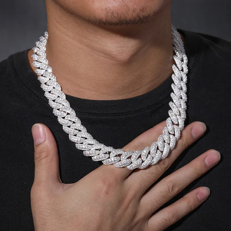 Collana di gioielli in zircone 5A ghiacciata, bracciale da uomo, catena a maglie cubane in rame, larghezza 18 mm_voghion.com