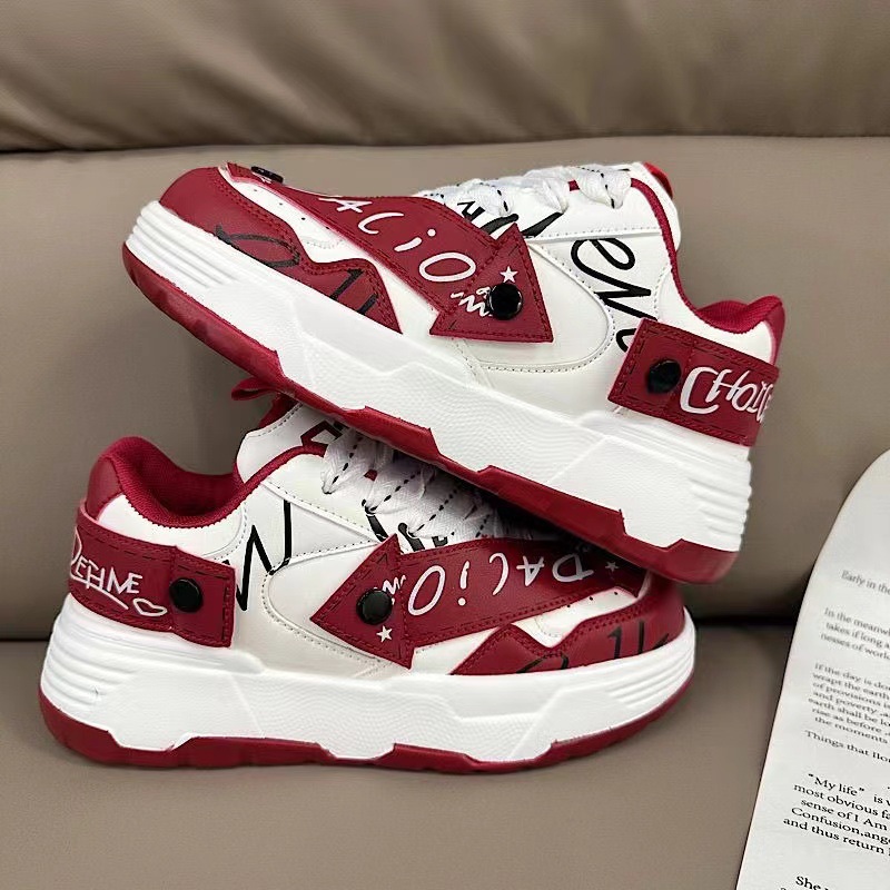 Graffiti couleur assortie niche sens créatif mode couple papa chaussures collège style plate-forme polyvalente chaussures de planche hommes