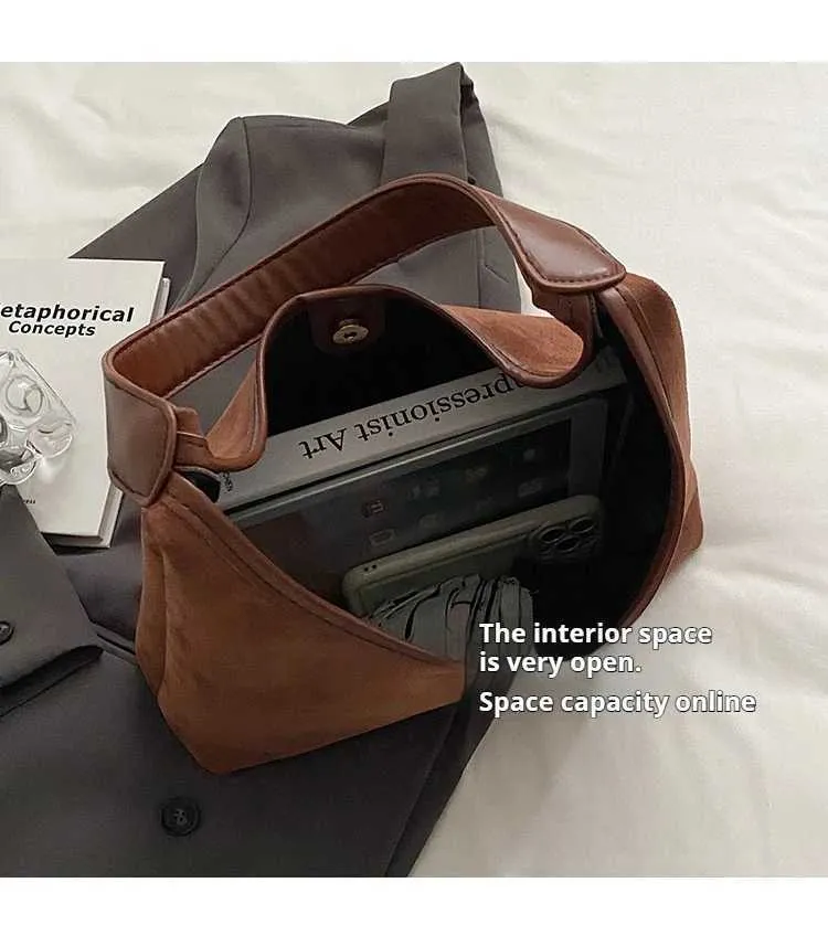 Sac à bandoulière polyvalent en daim pour femme, style rétro, tendance, Y241118_voghion.com