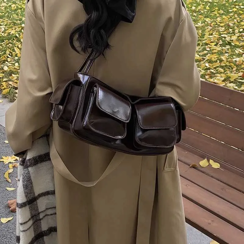 LEFTSIDE Petit sac à bandoulière en cuir PU à double poche pour sous-vêtements 2024 Y2K Nouveau sac à main et portefeuille pour femme Y241216_voghion.com
