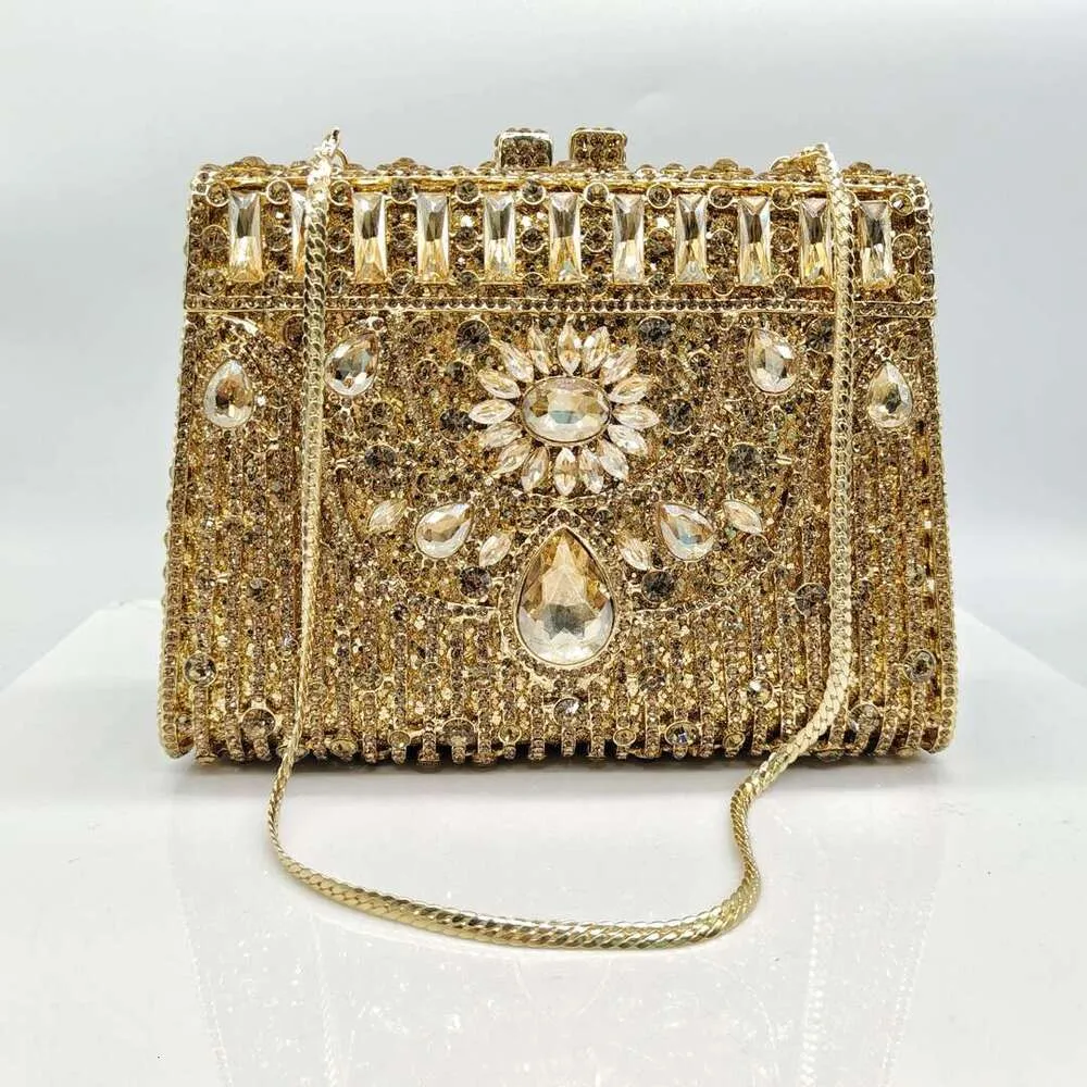 Borse da donna in metallo con scatola di cristallo lucido Rhies da sera, borsa da donna Dias, borsa da donna per festa di nozze, borsa a tracolla dorata_voghion.com