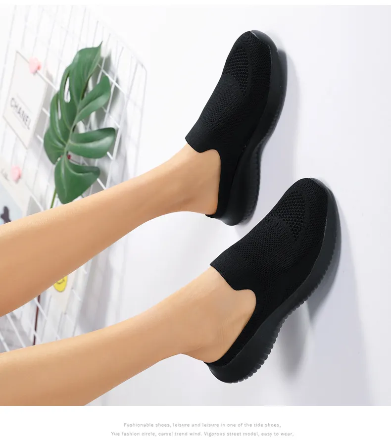 2022 NEW Mesh Slip-On Shoes Sneakers Women Summer Casual Slippers Lightweight Big Size Breathable_voghion.com