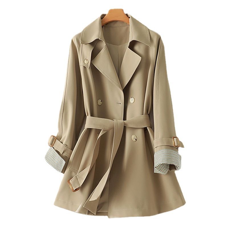 Women's autumn new long-sleeved lapel belted windbreaker jacket 8296_voghion.com