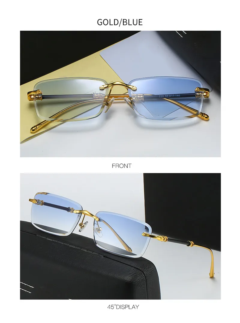 Lunettes de soleil pour hommes, nouvelle monture sans monture, coupe diamant, mode ins net rouge, les mêmes lunettes de soleil peuvent être assorties à la myopie en gros_voghion.com