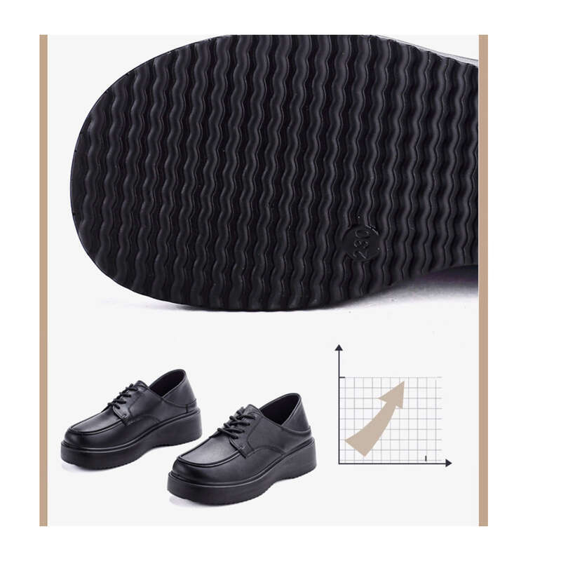 Sponge Cake Dicke, weiche Sohle, leichte schwarze kleine Lederschuhe, Arbeitsschuhe für Damen_voghion.com