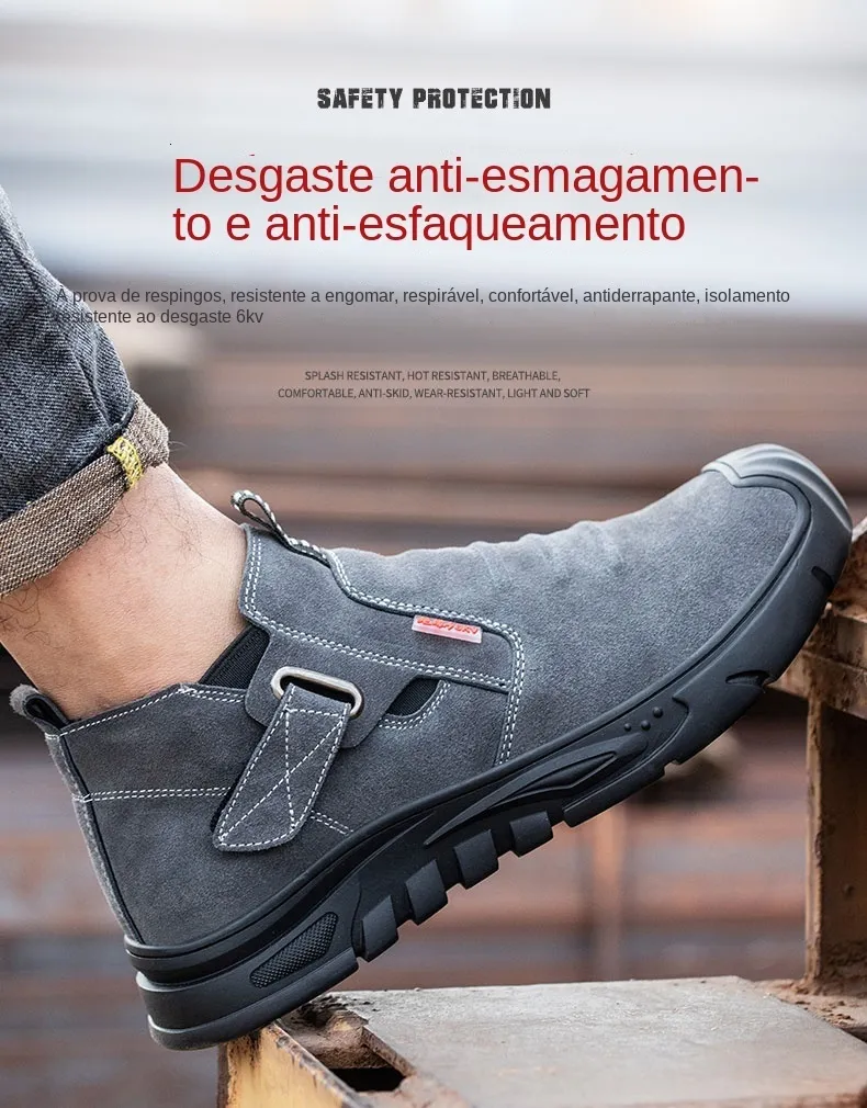 Chaussures de sécurité pour hommes, en cuir de vache, avec tête composite, anti-clou et antistatique, pour le soudage 241205_voghion.com