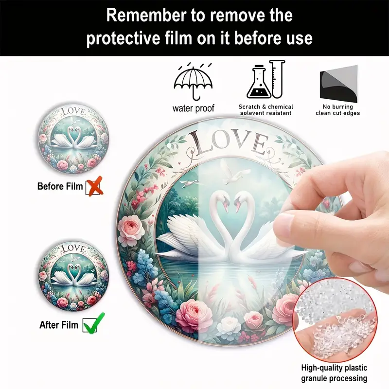 8in Swan Love Suncatcher - Clear Acrylic Valentine's Decor For Wreaths & Windows - Romantic Wedding Gift_voghion.com