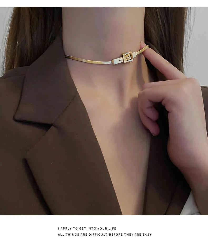 Classic Watch Buckle Shape Titanium Steel Choker Necklace for Woman Korean Fashion Jewelry Gothic Girl Sexy Clavicle_voghion.com