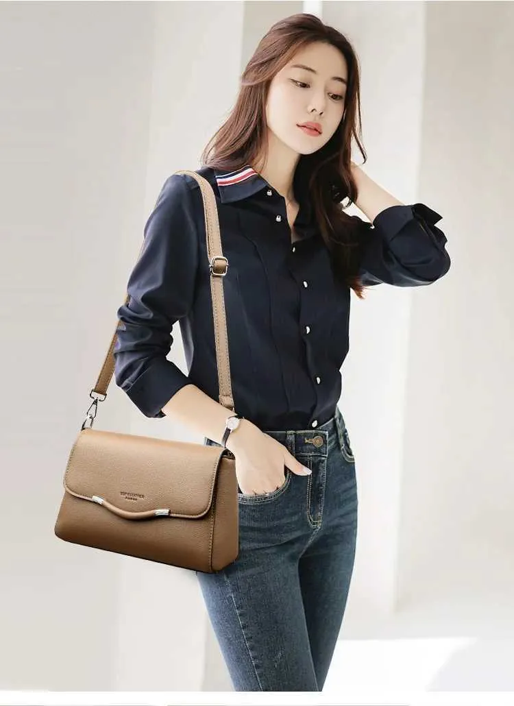 Damen Schultertasche Umhängetasche Handtasche Mit Klappe_voghion.com