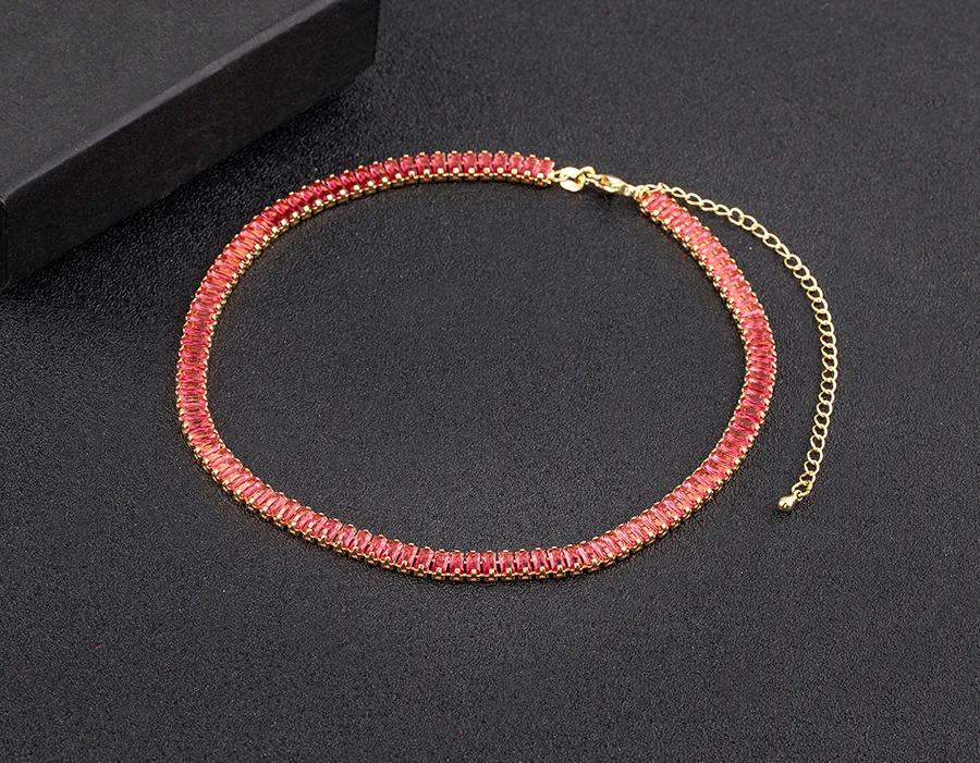 Cubic Zirconia Collar Necklace Bohemian Style Adjustable Chain_voghion.com