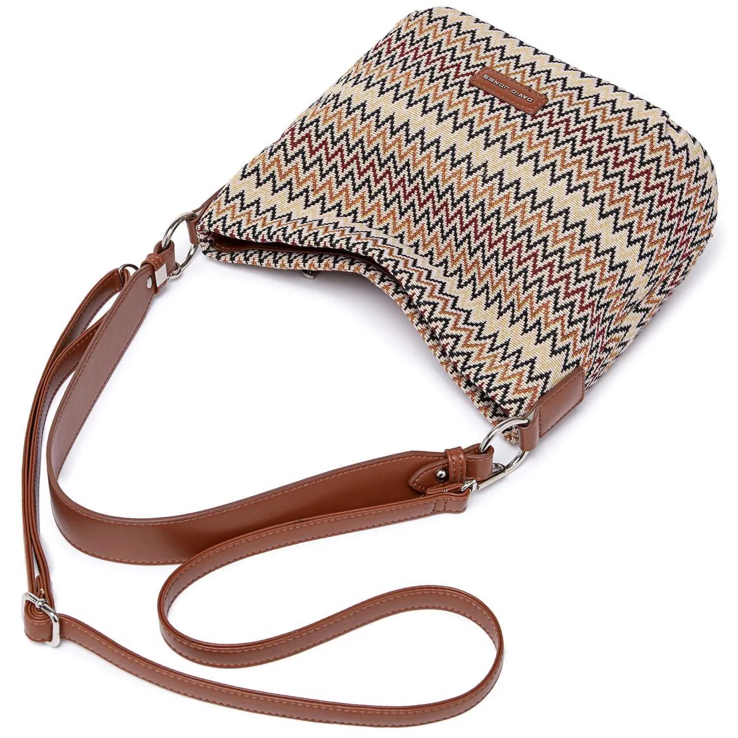David Jones Original Stilvolle Handtaschen für Frauen Marke Schulter Messenger Weiche Polyester Top Griff Tasche Crossbody_voghion.com