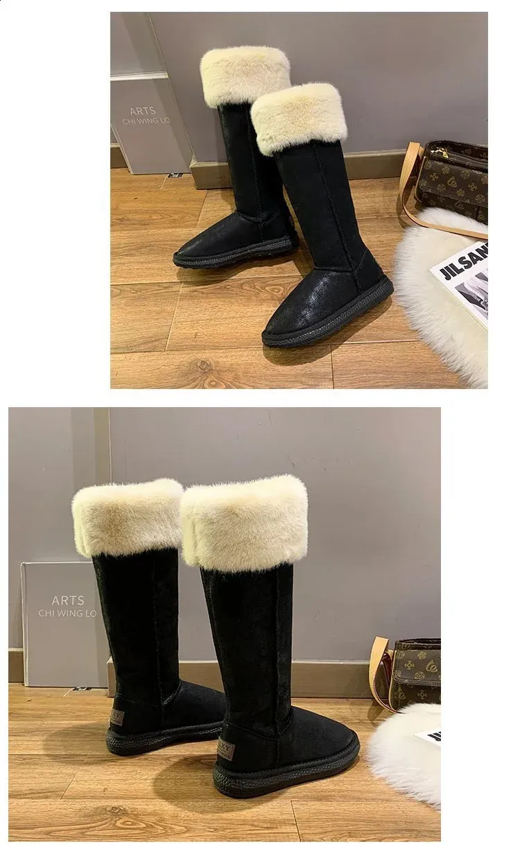 Stivali da neve da donna in stile invernale coreano alla moda PU con Veet in cotone spesso 240904_voghion.com