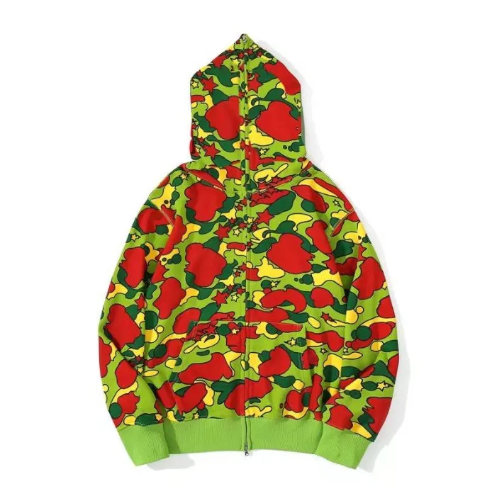 Mens Designer Hoodie Full Zip Up Shark Hoodies for Woman Black Camouflage Jacket Blue Hoody Hooded Sweatshirt Man Womens_voghion.com