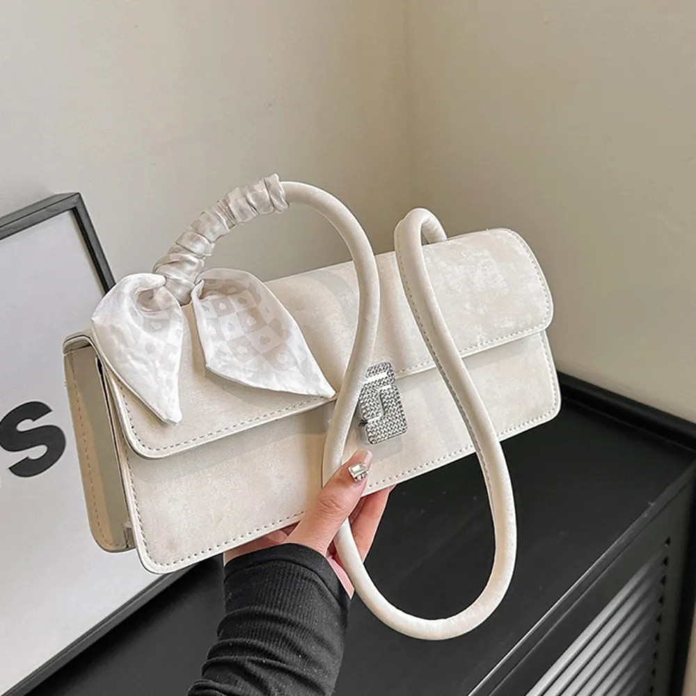 Retro Silk Scarf Lady Shoulder Underarm Casual Commuting Handbag Minimalist Business Women's Banquet Bag_voghion.com